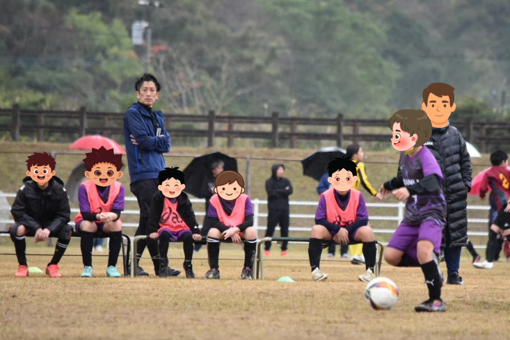 サッカーの指導をしているところ
試合観戦